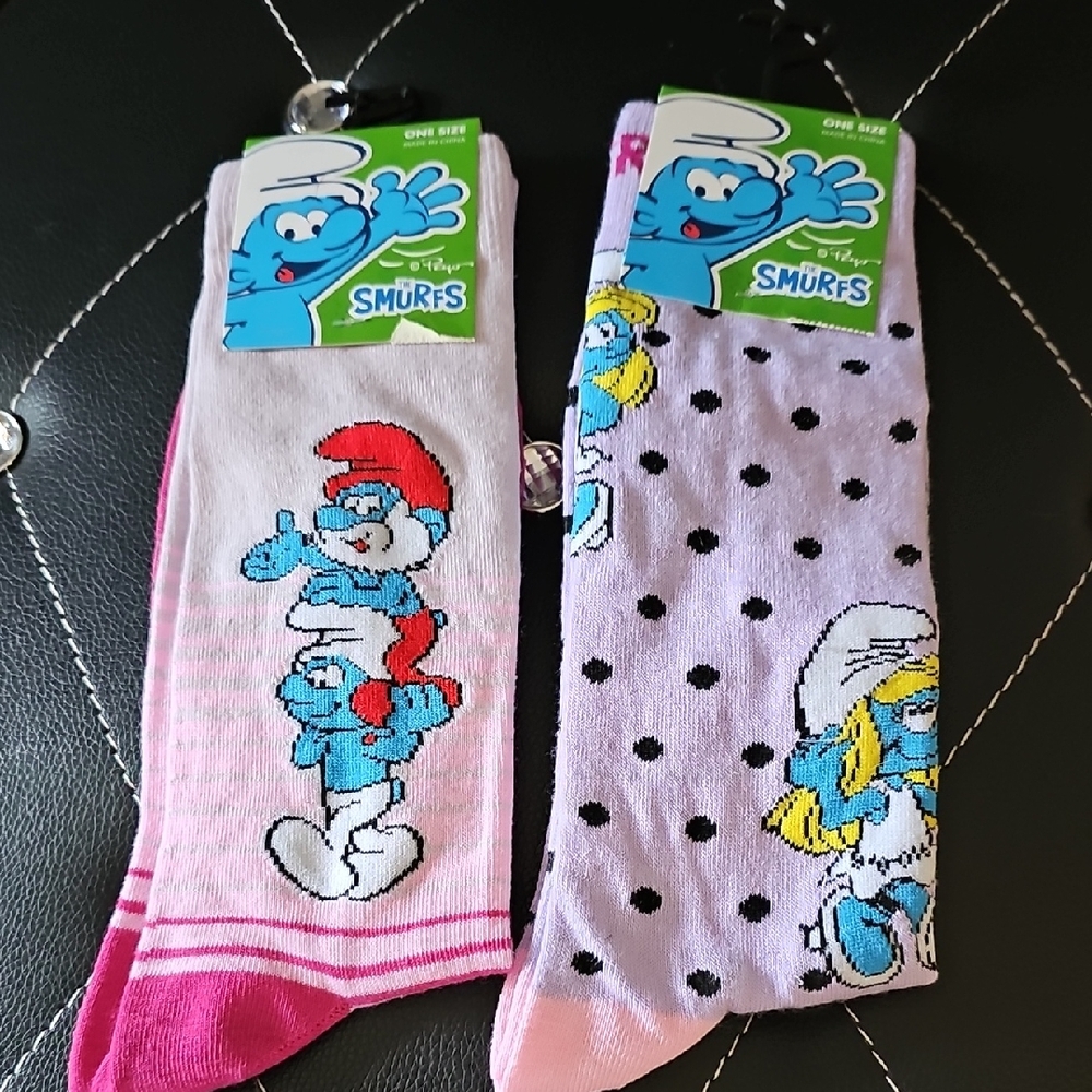 Smurfs Women's Pink and‎ Purple Socks Set
